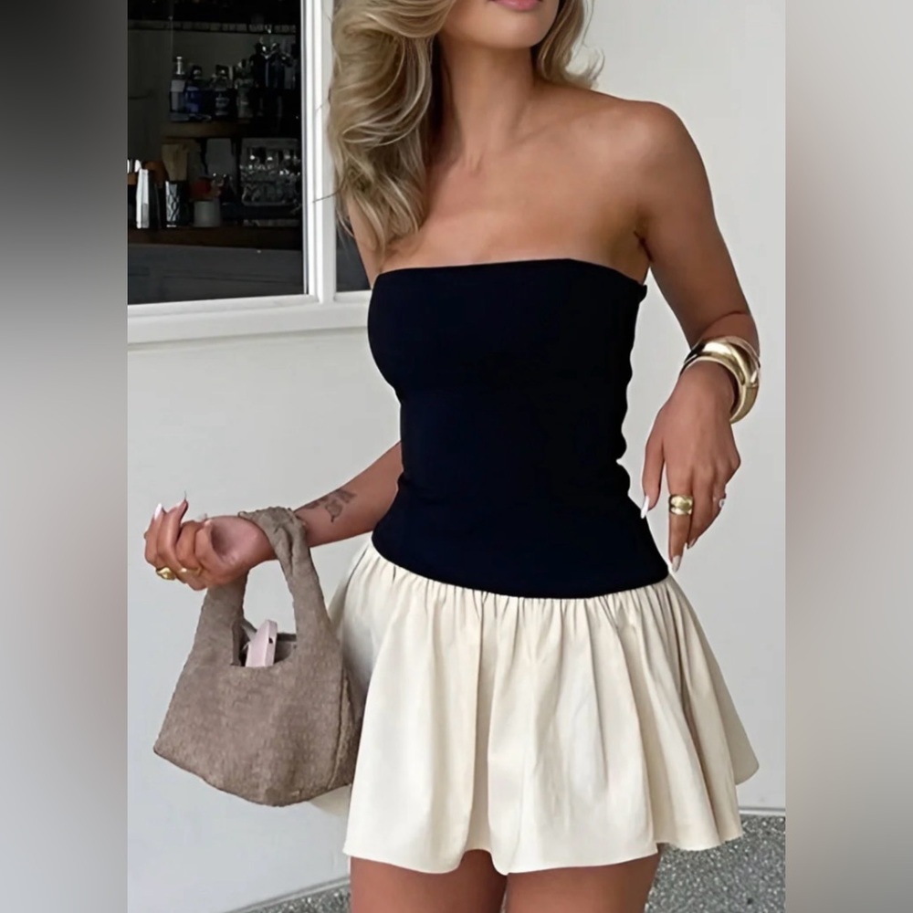 CUMMENSE Elegant Bustier Backless Short Dress mini small NWT